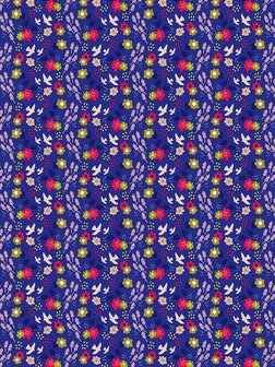 Decopatch papier Blauw vrolijke bloemenprint