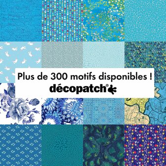 Decopatch papier Blauw vrolijke bloemenprint