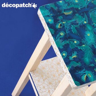 Decopatch papier Pauwenveren in wildverband blauw