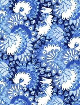 Decopatch papier Pauwenveren Delftsblauw