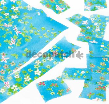 Decopatch papier blauw met kleine bloemetjes