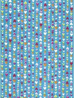 Decopatch papier blauw slinger van hartjes