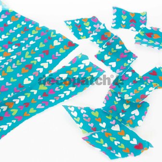 Decopatch papier blauw slinger van hartjes