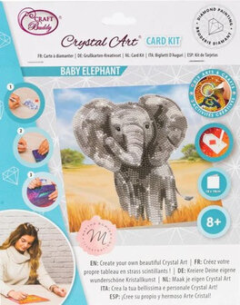 Crystal Card kit diamond painting Baby Olifant - Martha Bowyer 18 x 18 cm