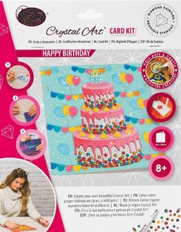 Crystal Card kit diamond painting Happy Birthday Cake 18 x 18 cm