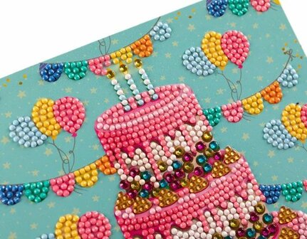 Crystal Card kit diamond painting Happy Birthday Cake 18 x 18 cm