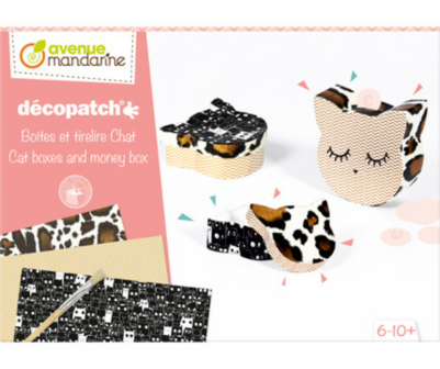 Decopatch Avenue Mandarine Kattendoosjes en -spaarpot creatieve 8-delige set