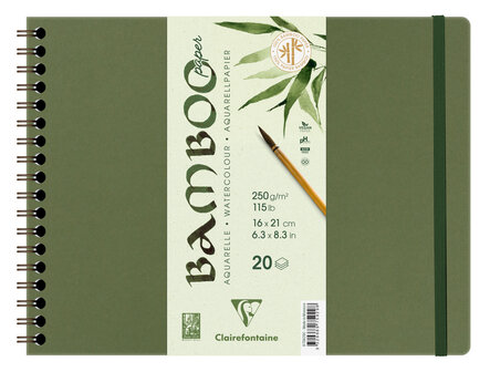 BAMBOO aquarelpapier spiraalblok 20 vel 210X160mm 250gr/m2 - Wit 