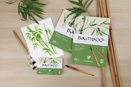 BAMBOO aquarelpapier blok 20 vel A4 250gr/m2 - Wit 