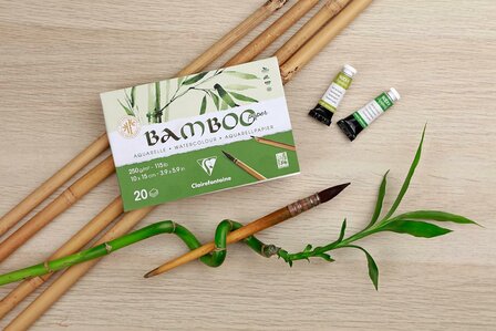 BAMBOO aquarelpapier blok 20 vel 100X150mm 250gr/m2 - Wit 