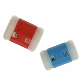 Toerentellers 2 stuks blauw-rood