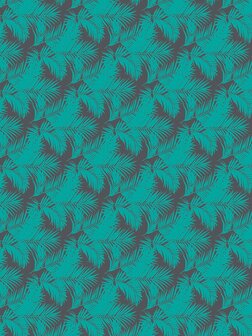 Decoptach papier Palmbladeren groenblauw