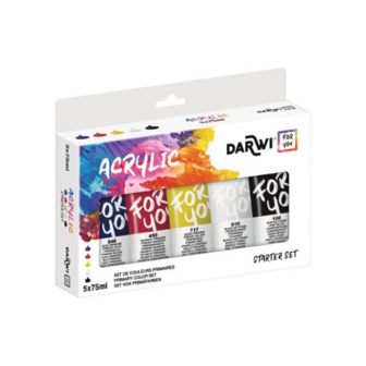 DFY Starterset Acrylverf primaire kleuren - 5 x 75 ml