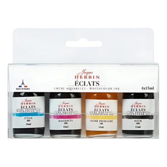 Set aquarel inkt  Jaques Herbin 4 x 15 ml