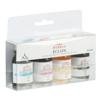 Set aquarel inkt  Jaques Herbin 4 x 15 ml