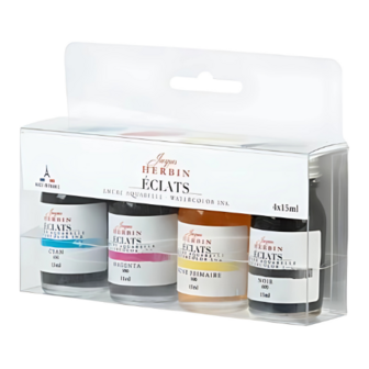 Set aquarel inkt  Jaques Herbin 4 x 15 ml