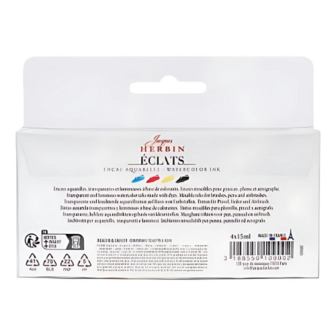 Set aquarel inkt  Jaques Herbin 4 x 15 ml