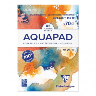 Bloc GOLDLINE AQUAPAD 300g korrel M A5 70 vel - Wit 