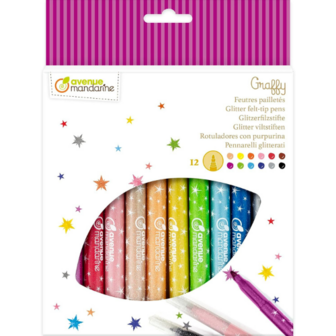 Graffy set van 12 glitter viltstiften