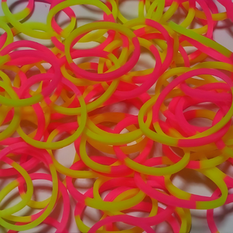 Rainbow Loom 2 colour pink - yellow 300 stuks