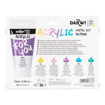 DFY starterset acrylverf pastel kleuren - 5 x 75 ml