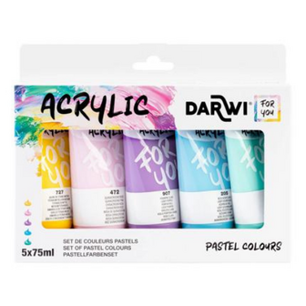 DFY starterset acrylverf pastel kleuren - 5 x 75 ml