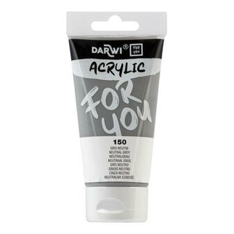 Darwi For You acrylverf 75 ml in tube neutraal grijs