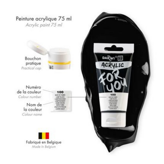 Darwi For You acrylverf 75 ml in tube lampenzwart