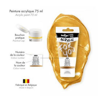 Darwi For You acrylverf 75 ml in tube metallic goud