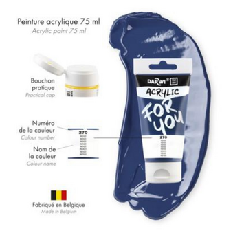 Darwi For You acrylverf 75 ml in tube indigo blauw
