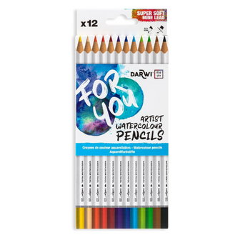 Darwi For You aquarel kleurpotloden set van 12 Kleuren