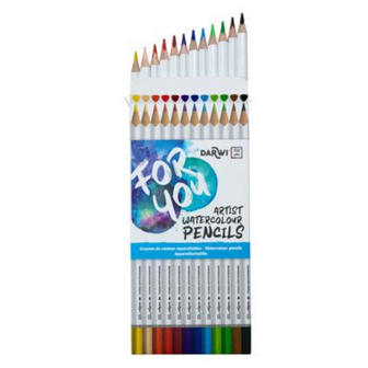 Darwi For You aquarel kleurpotloden set van 12 Kleuren