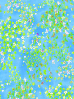 Decopatch papier blauw met kleine bloemetjes