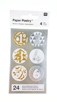 Paper Poetry Adventskalender stickers goud/zilver 24st.