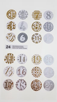Paper Poetry Adventskalender stickers goud/zilver 24st.