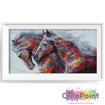 Full 5D Diamond Painting Paarden in kleuren kunstwerk 60 x 30 cm