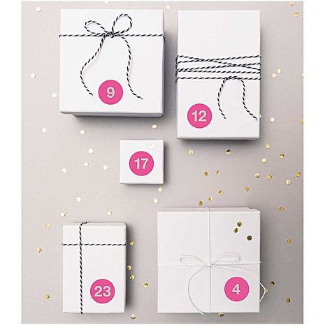 Paper Poetry Adventskalender stickers Donker roze 24st.