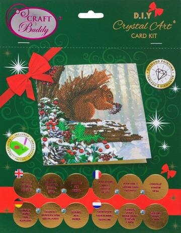 Christmas Crystal Card kit diamond painting Squirrel Eekhoorn 18 x 18 cm