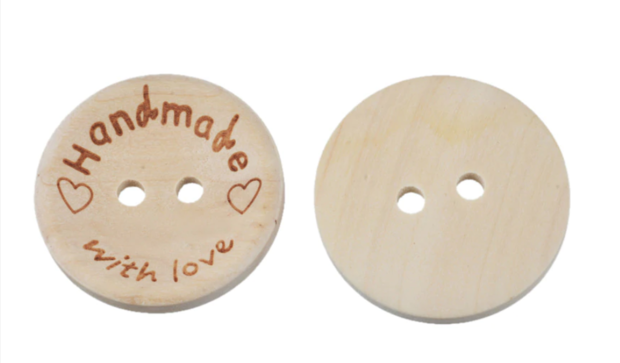 KNOOP HOUT MET TEKST handmade with love 15 mm