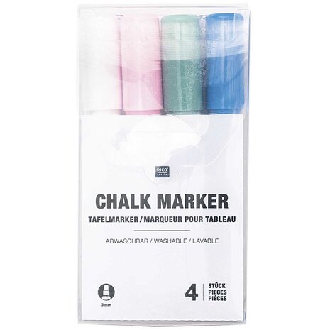 Chalkmarker krijtstiftenset 4 stuks pastel