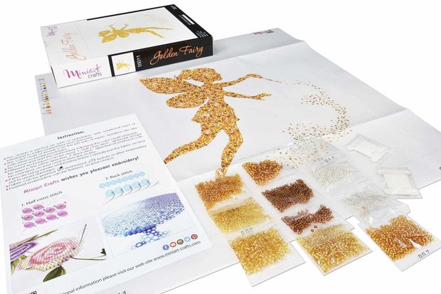 Miniart Crafts Golden Fairy 40 x 40 cm borduren met kralen