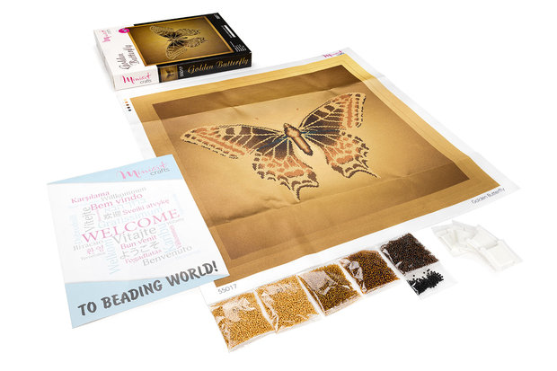 Miniart Crafts Golden Butterfly 40 x 40 cm borduren met kralen