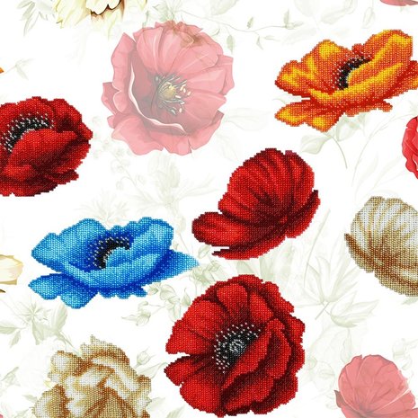 Miniart Crafts Poppy Flowers 40 x 40 cm borduren met kralen