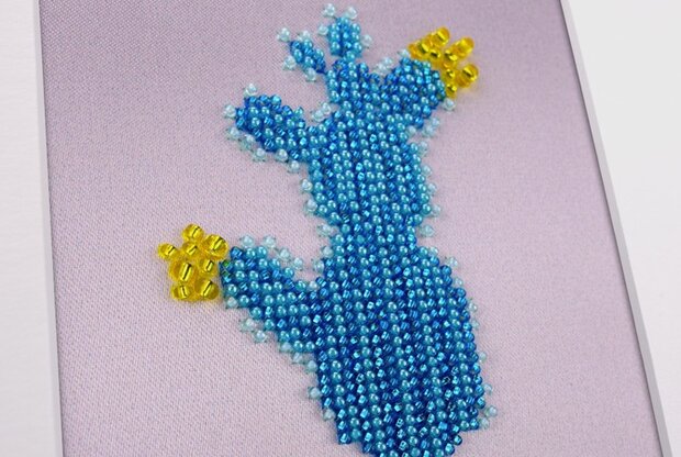 Miniart Crafts Blue Cactus 12 x 12 cm borduren met kralen