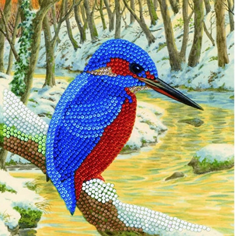 Crystal Card kit diamond painting Kingfisher 18 x 18 cm