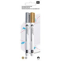 RICO DESIGN PORSELEIN STIFT SET GOUD EN ZILVER