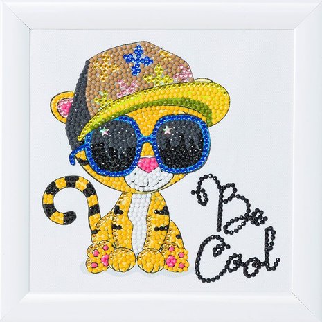 Crystal Art kit Kinder Frame Cool Tiger Partial 16 x 16 cm.