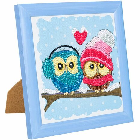 Crystal Art kit Kinder Frame Cozy Owls Partial 16 x 16 cm.