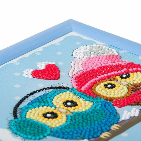 Crystal Art kit Kinder Frame Cozy Owls Partial 16 x 16 cm.