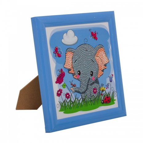 Crystal Art kit Kinder Frame Elephant & Friends Partial 16 x 16 cm.